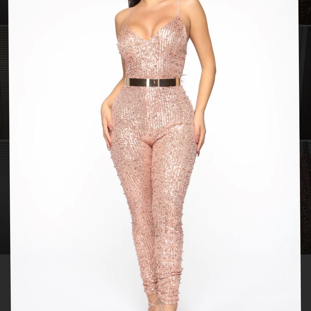 NWT Fashion Nova Faux Pearl embellished jumpsuit